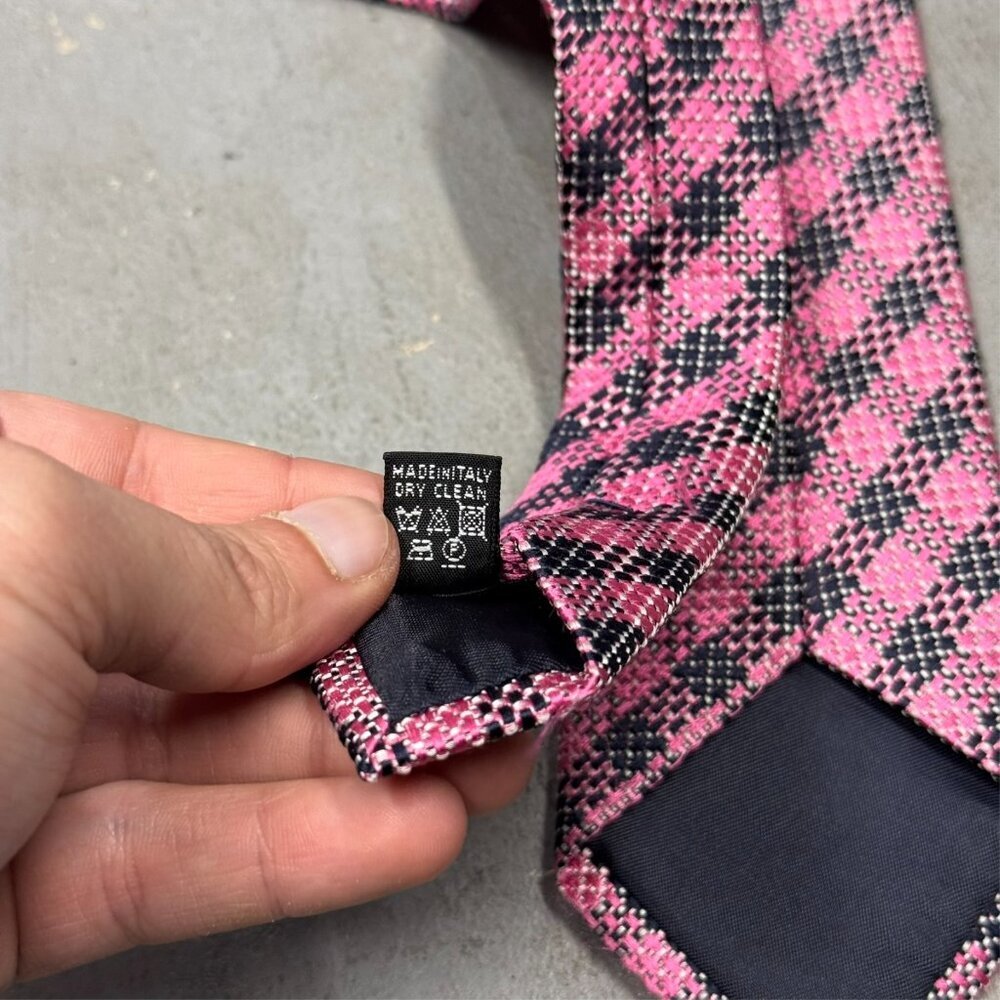 Duchamp London Tie 100% Silk Made in Italy Plaid Woven Pink 2.75" - Picture 6 of 6